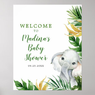 Tropical Elephant Boy Baby Shower-inbjudan Poster
