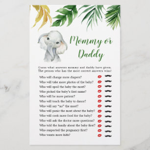 Tropical Elephant Boy Baby Shower Mamma eller papp