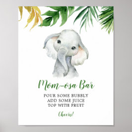 Tropical Elephant Boy Baby Shower Mamma-osa Pub Poster