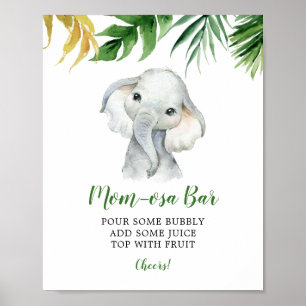 Tropical Elephant Boy Baby Shower Mamma-osa Pub Poster