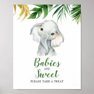 Tropical Elephant Boy Baby Shower Spädbarn är Swee Poster