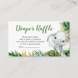 Tropical Elephant Boy Shower Raffle Tilläggskort