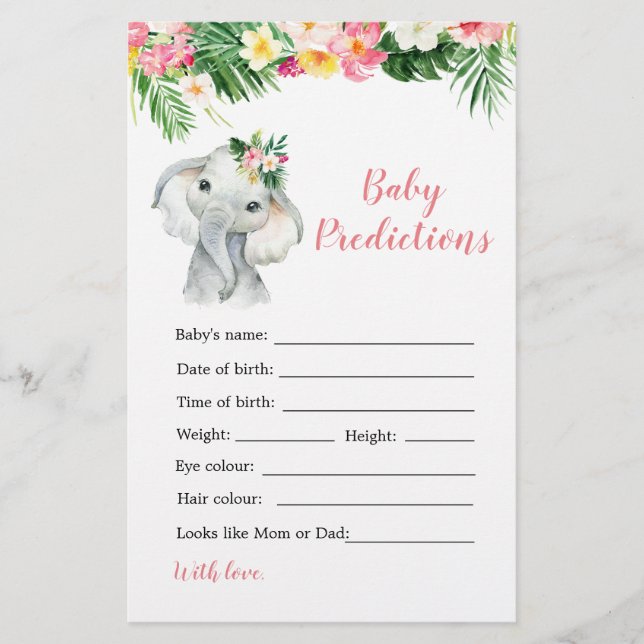 Tropical Elephant Girl Baby Shower Baby Predence (Framsida)
