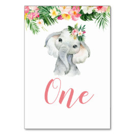 Tropical Elephant Girl Baby Shower Bordsnummer
