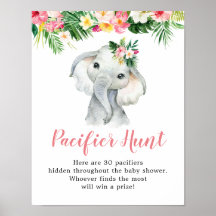 Tropical Elephant Girl Baby Shower Nappar Hunt