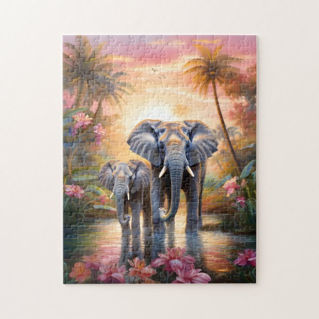 Tropical Elephants Puzzle Pussel (Vertikal)