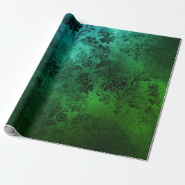 Tropical Emerald Black Blommigt Metallic Glam Spra Presentpapper