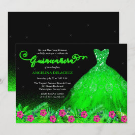 Tropical Emerald Grönt Spain Gown Quinceañera Inbjudningar
