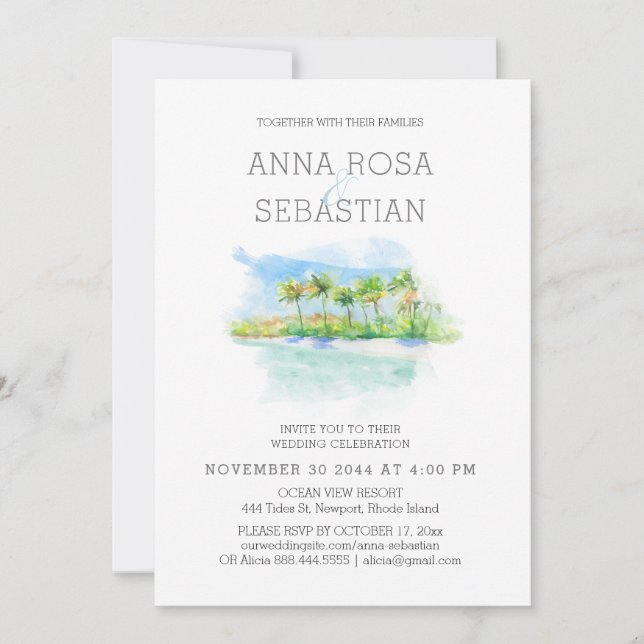 *~* Tropical Exotic AR7 Beach WEDDING OSA + Inbjudningar (Framsida)