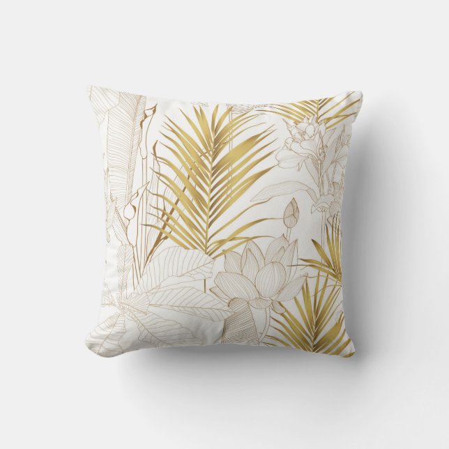 Tropical exotic floral line golden palm leaves and kudde (Framsida)