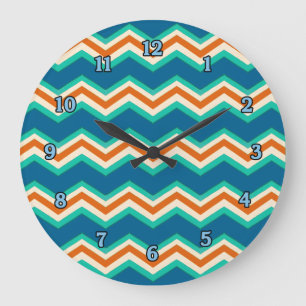 Tropical Färg Zig Zag Clock Stor Klocka