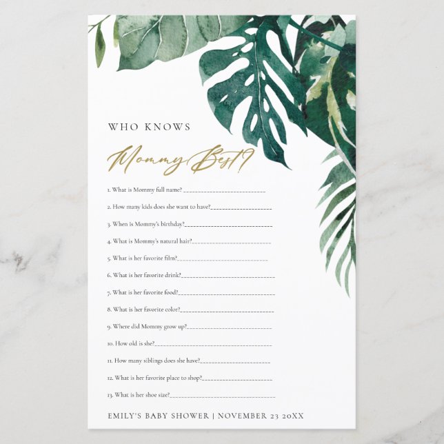 TROPICAL FAUNA MONSTERA SOM KÄNNER M0MMY BEST GAME (Framsida)