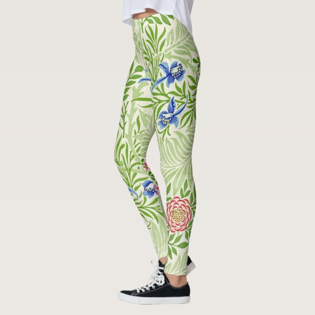 Tropical Ferns and Flowers William Morris Mönster Leggings (Vänster)