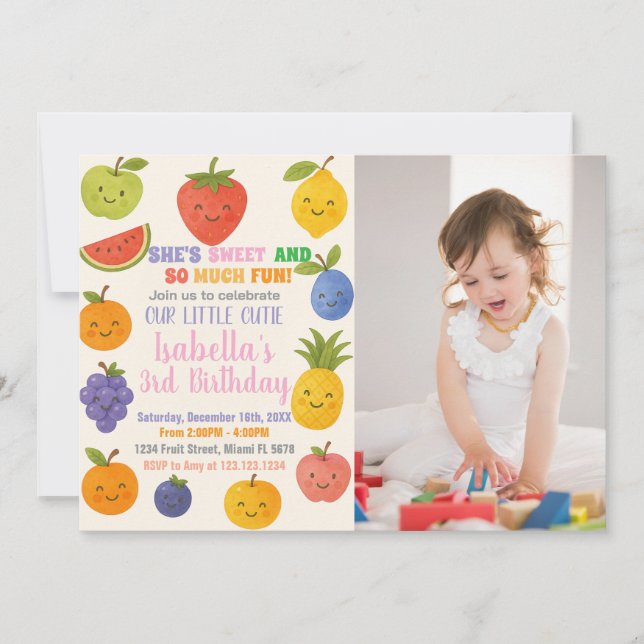Tropical Fiesta Birthday-inbjudan med foto Inbjudningar (Framsida)