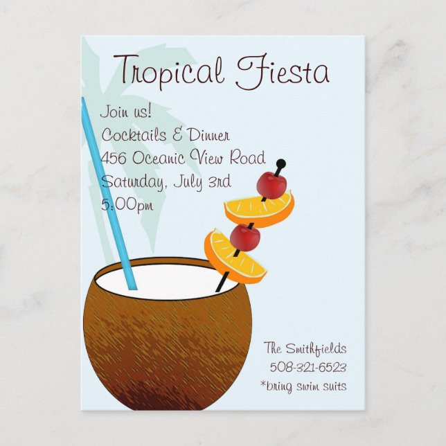 Tropical Fiesta, inbjudan till cocktail (Framsida)