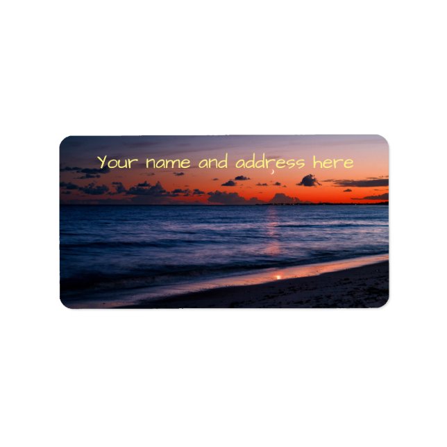 Tropical Fiji Nght Beach Adressetikett (Framsidan)