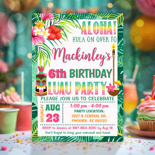 Tropical Firande Luau Party Birthday Inbjudningar