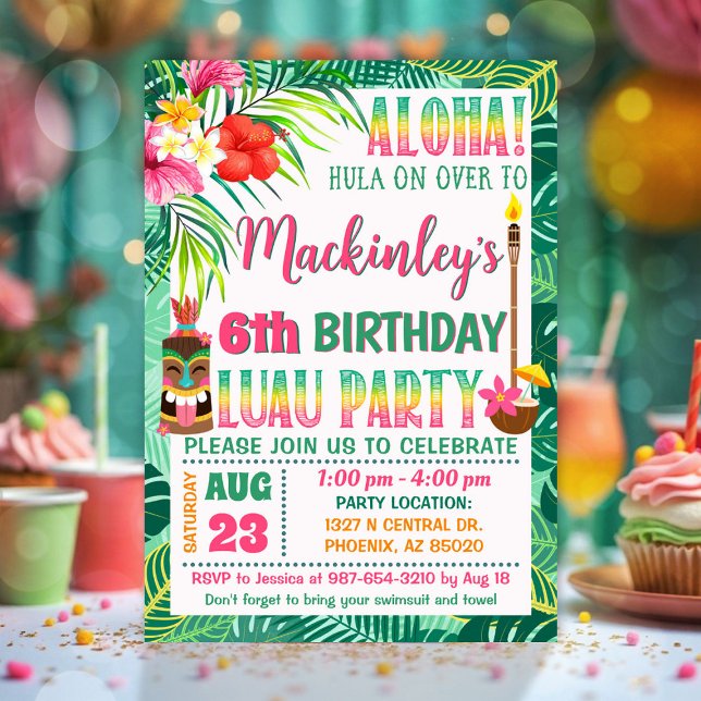 Tropical Firande Luau Party Birthday Inbjudningar (Luau Party Birthday Invitation)