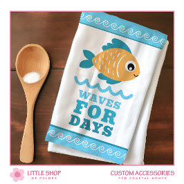 Tropical Fish Beach Waves for Days Customizable Kökshandduk