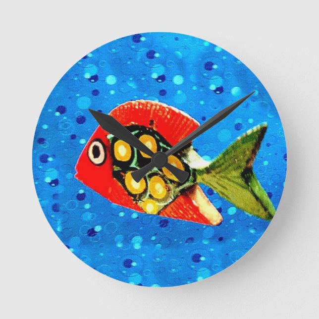 Tropical Fish Clock Rund Klocka (Framsida)