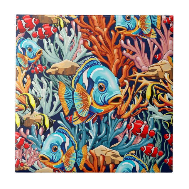 Tropical Fish Colorful Summer Vibes Kakelplatta (Framsidan)