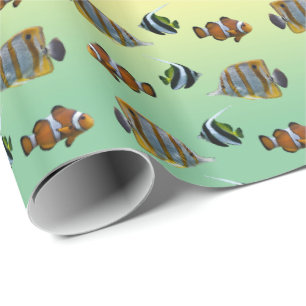 Tropical Fish Frenzy Presentpapper (Regnbåge)