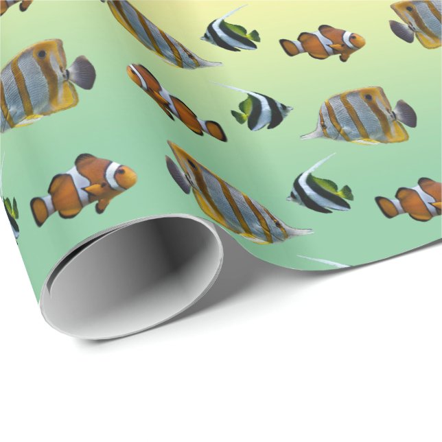 Tropical Fish Frenzy Presentpapper (Regnbåge) (Rullad Hörn)