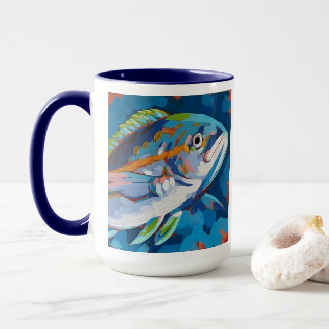 Tropical Fish Painting - Beach Home Decor Mugg (Med munk)