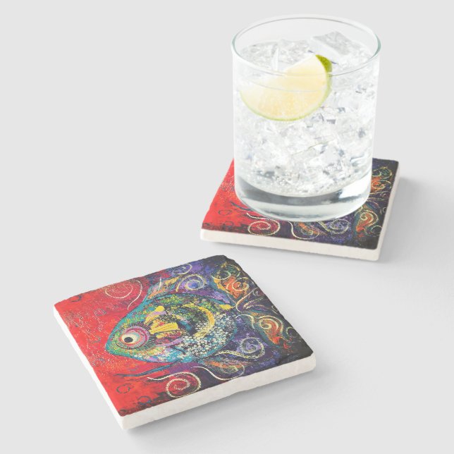 Tropical Fish Stone Coaster Stenunderlägg (Sidan)