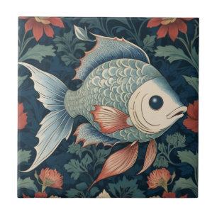Tropical Fish William Morris stil Ocean Sea Life Kakelplatta