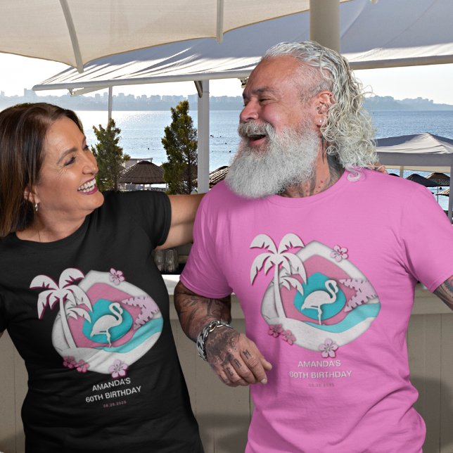 Tropical Flamingo 60th Birthday Party T Shirt (Skapare uppladdad)