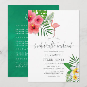 Tropical Flamingo Aloha Luau Bachelorette Helg Inbjudningar