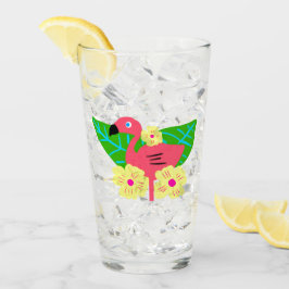 Tropical Flamingo and Flowers Glaskopp