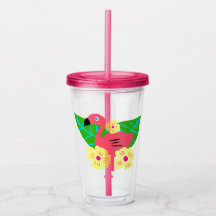 Tropical Flamingo and Flowers