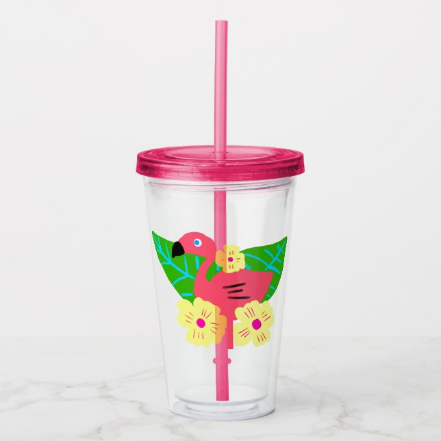 Tropical Flamingo and Flowers Take Away Mugg (Framsida)