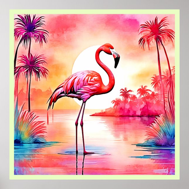 Tropical Flamingo Art Poster (Framsidan)