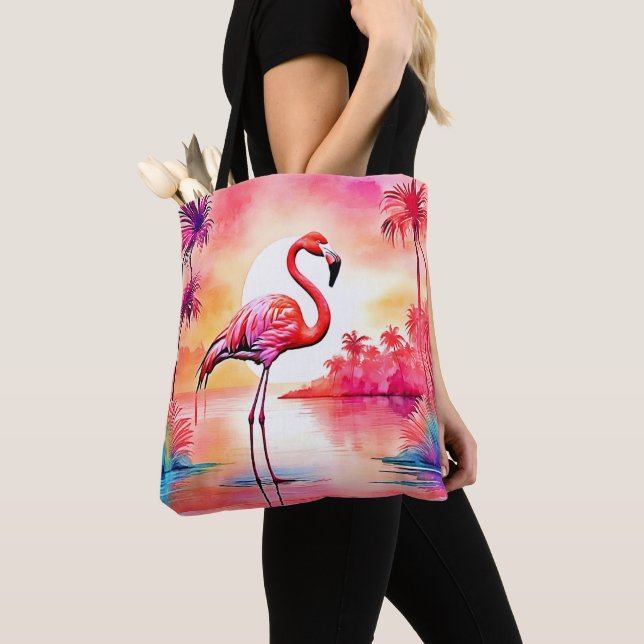Tropical Flamingo Art Tygkasse (Närbild)