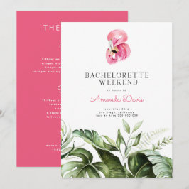 Tropical Flamingo Bachelorette Helg Itinerary Inbjudningar