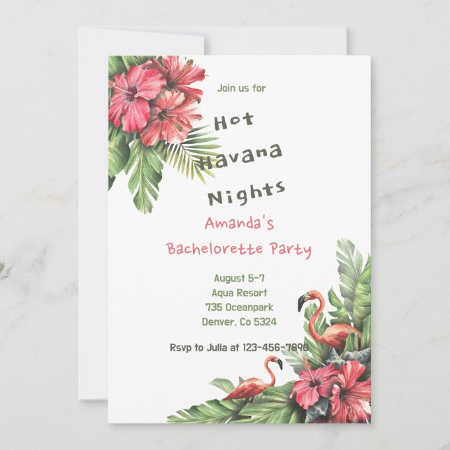 Tropical Flamingo Bachelorette Helg Pary Inbjudningar (Framsida)
