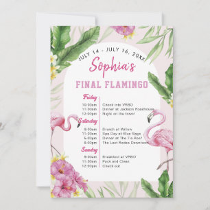 Tropical Flamingo Bachelorette Itinerary bjudande Inbjudningar