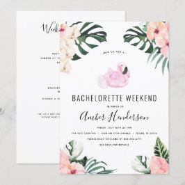 Tropical Flamingo Bachelorette Itinerary Inbjudningar