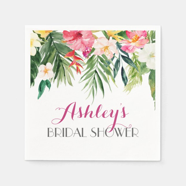 Tropical Flamingo Benice Blommigt Napkins gult Pappersservett (Framsidan)