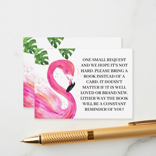 Tropical Flamingo Bird Bokar för begäran Baby Tilläggskort (Fram/Back In Situ)