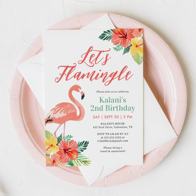 Tropical Flamingo Birthday Inbjudningar (Skapare uppladdad)