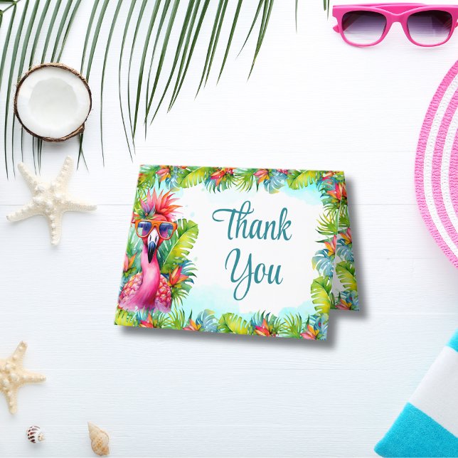 Tropical Flamingo Birthday Luau Tack Kort (Skapare uppladdad)