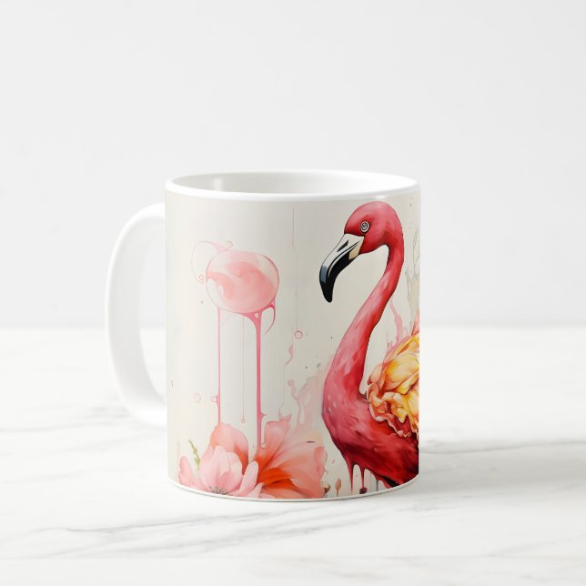 Tropical Flamingo Fantasy Paradise Bloom Kaffemugg (Framsida vänster)
