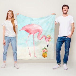 Tropical Flamingo Fleece Blanket
