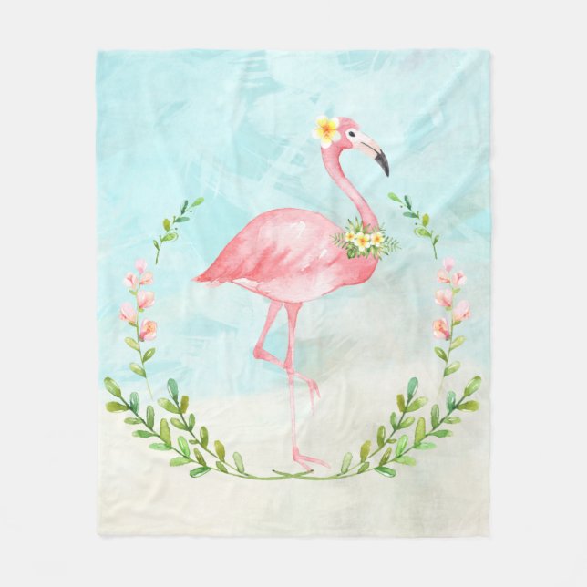 Tropical Flamingo Fleece Blanket (Framsidan)