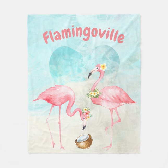 Tropical Flamingo Fleece Blanket (Framsidan)