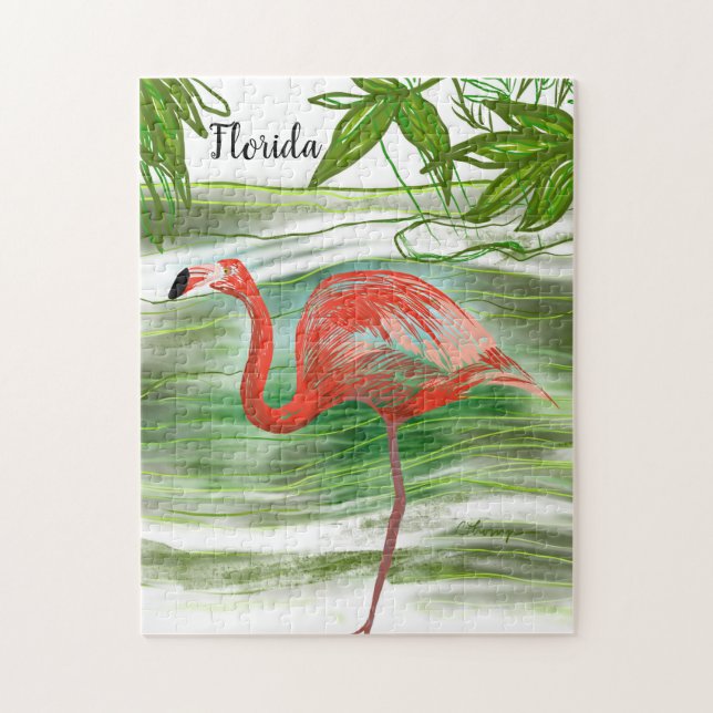 Tropical Flamingo Florida Art Jigszle Puzzle Pussel (Vertikal)